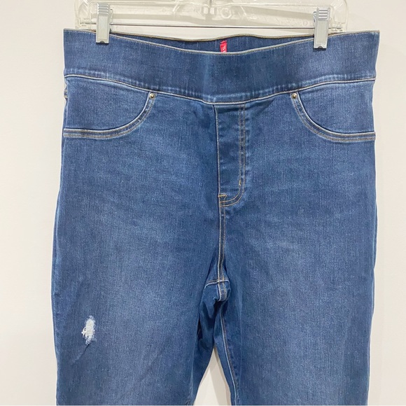SPANX Blue Distressed Denim Leggings Jeggings Size Small - Picture 3 of 7